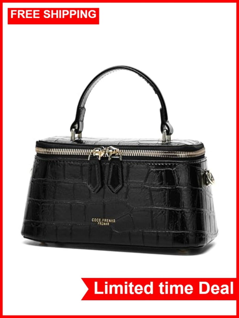 Faux Leather Croc Embossed Mini Crossbody Bag with Adjustable Strap